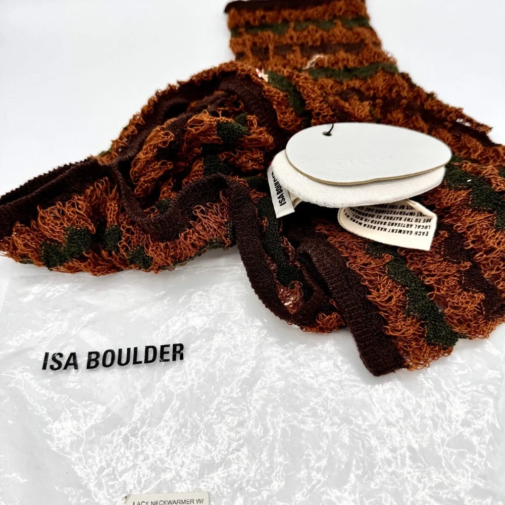 NWT Isa Boulder Knit Lacy Neck-warmer and Sleeves Gloves Handmade - Picture 14 of 15
